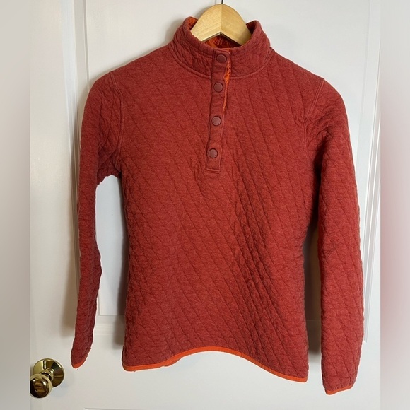 Orvis Sweater Womens XS Orange Cotton Polyester Soft Knit Sweatshirt Henley - Picture 3 of 3